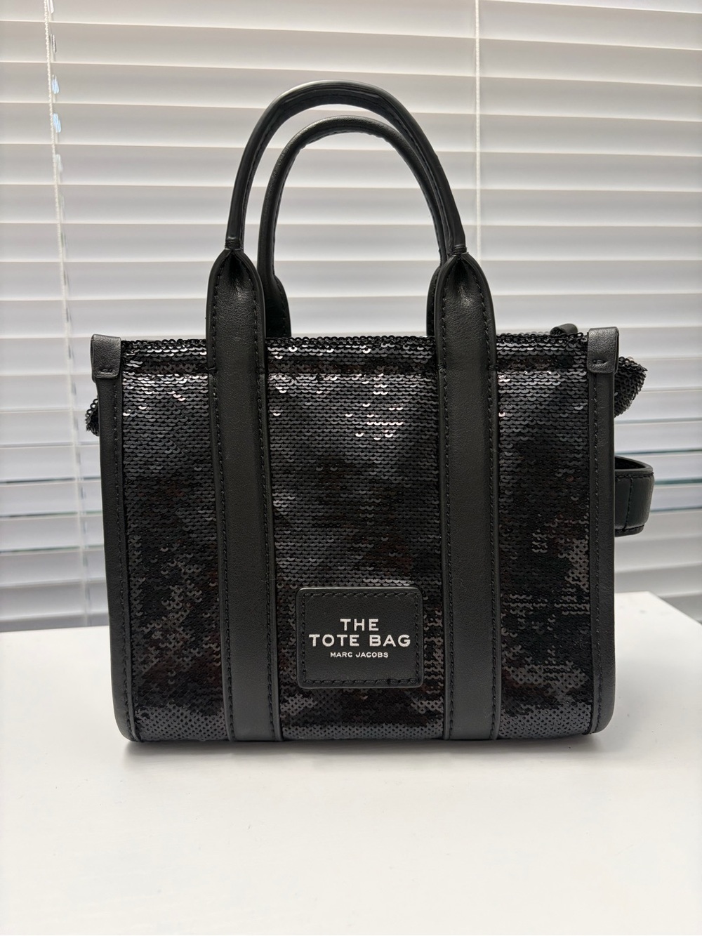 Marc Jacobs Black Sequin Tote Bag with Top Handles